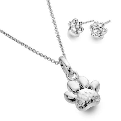 Dog Paw Necklace & Earrings Set