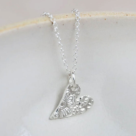 Handmade Tilted Heart Necklace - Cotswold Jewellery