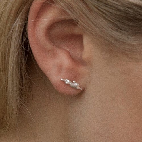 Hare Recycled Sterling Silver Earrings - Cotswold Jewellery