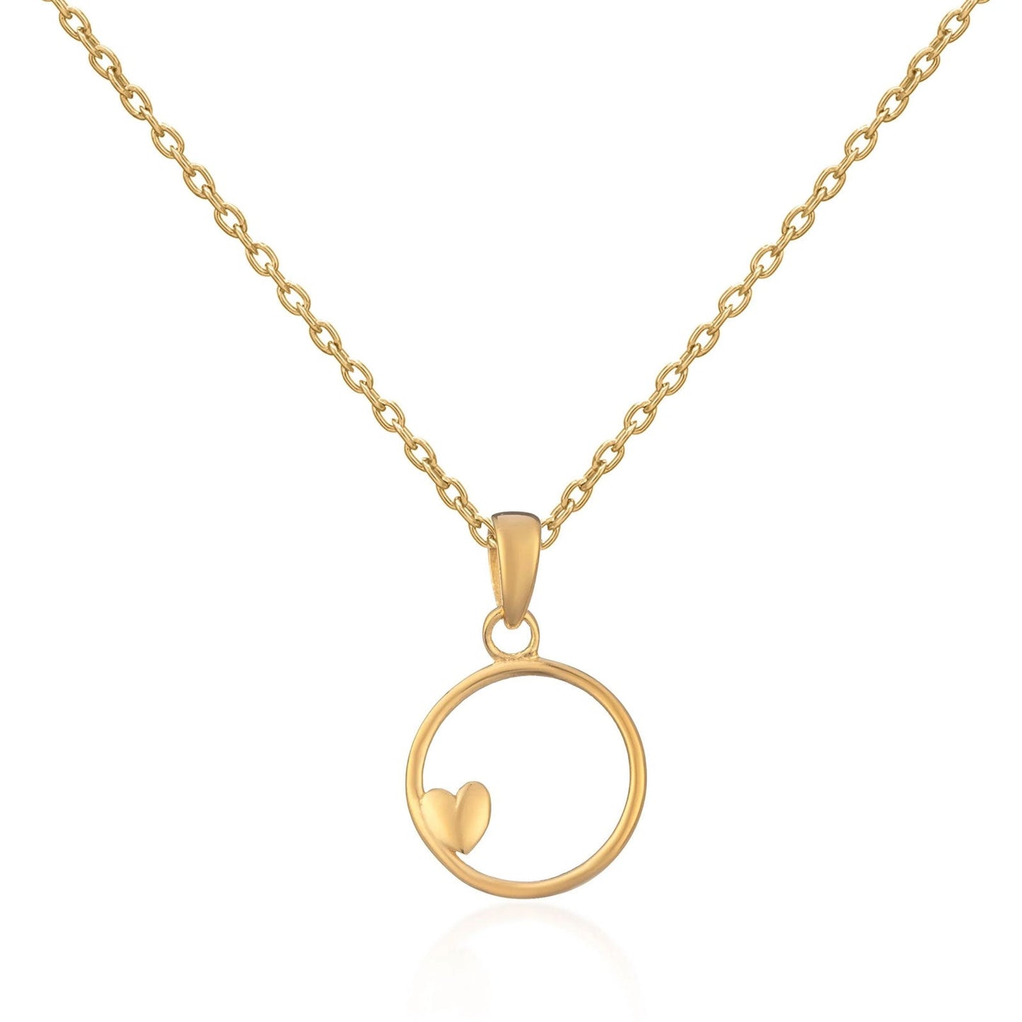 Heart in Circle Gold Necklace - Cotswold Jewellery