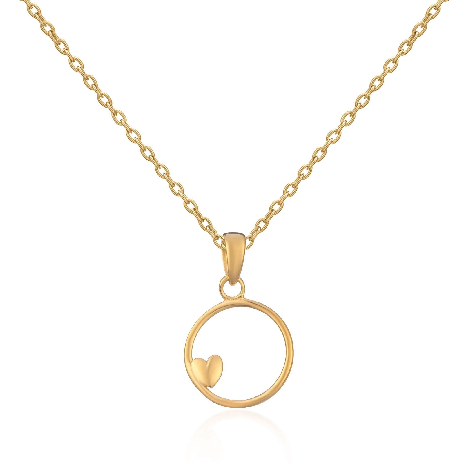 Heart in Circle Gold Necklace - Cotswold Jewellery