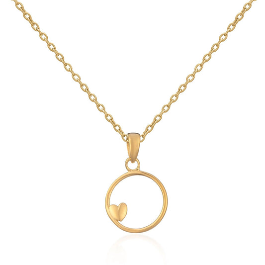 Heart in Circle Gold Necklace - Cotswold Jewellery