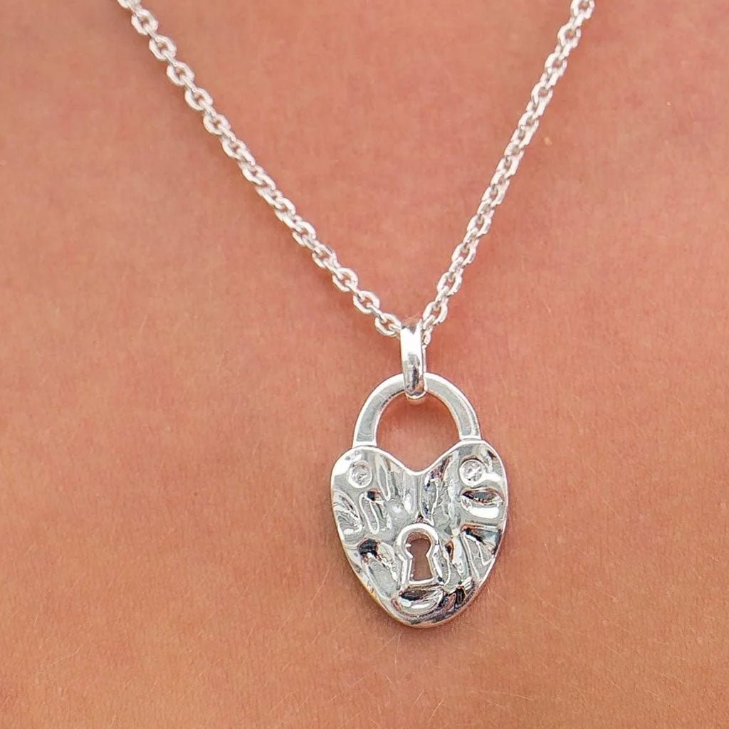 Heart Padlock Sterling Silver Necklace - Cotswold Jewellery