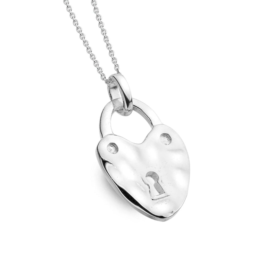 Heart Padlock Sterling Silver Necklace - Cotswold Jewellery