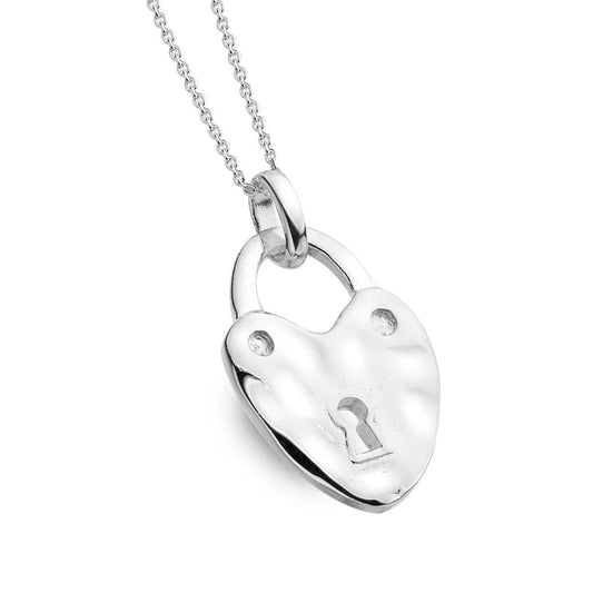 Heart Padlock Sterling Silver Necklace - Cotswold Jewellery