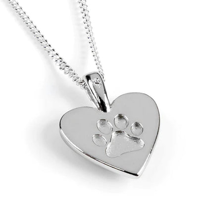 Heart Paw Print Dog Necklace - Cotswold Jewellery