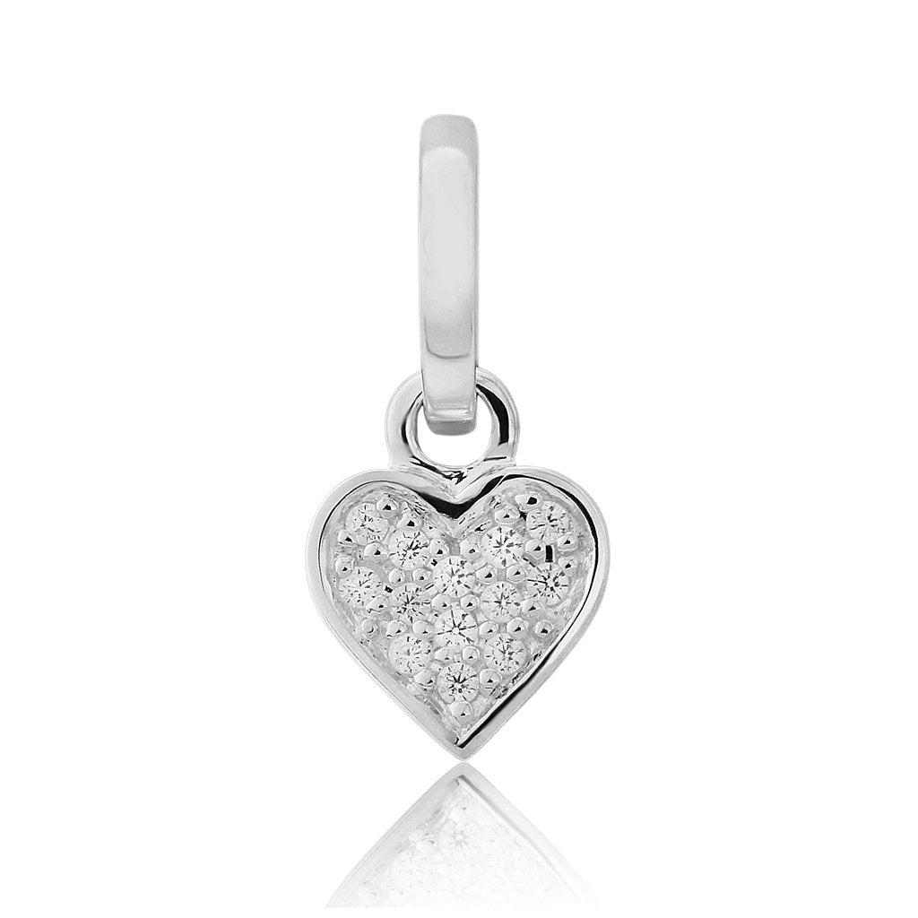 Heart Sterling Silver Sparkly Charm - Cotswold Jewellery