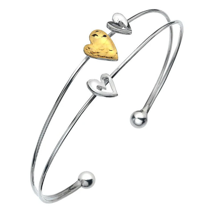 Hearts Sterling Silver Bangle - Cotswold Jewellery