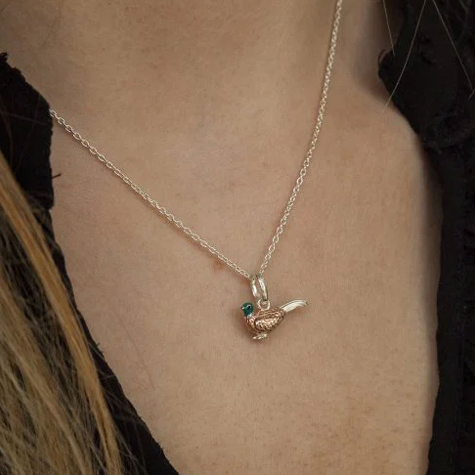 heasant Necklace & Earrings Recycled Sterling Silver Set - Cotswold Jewellery