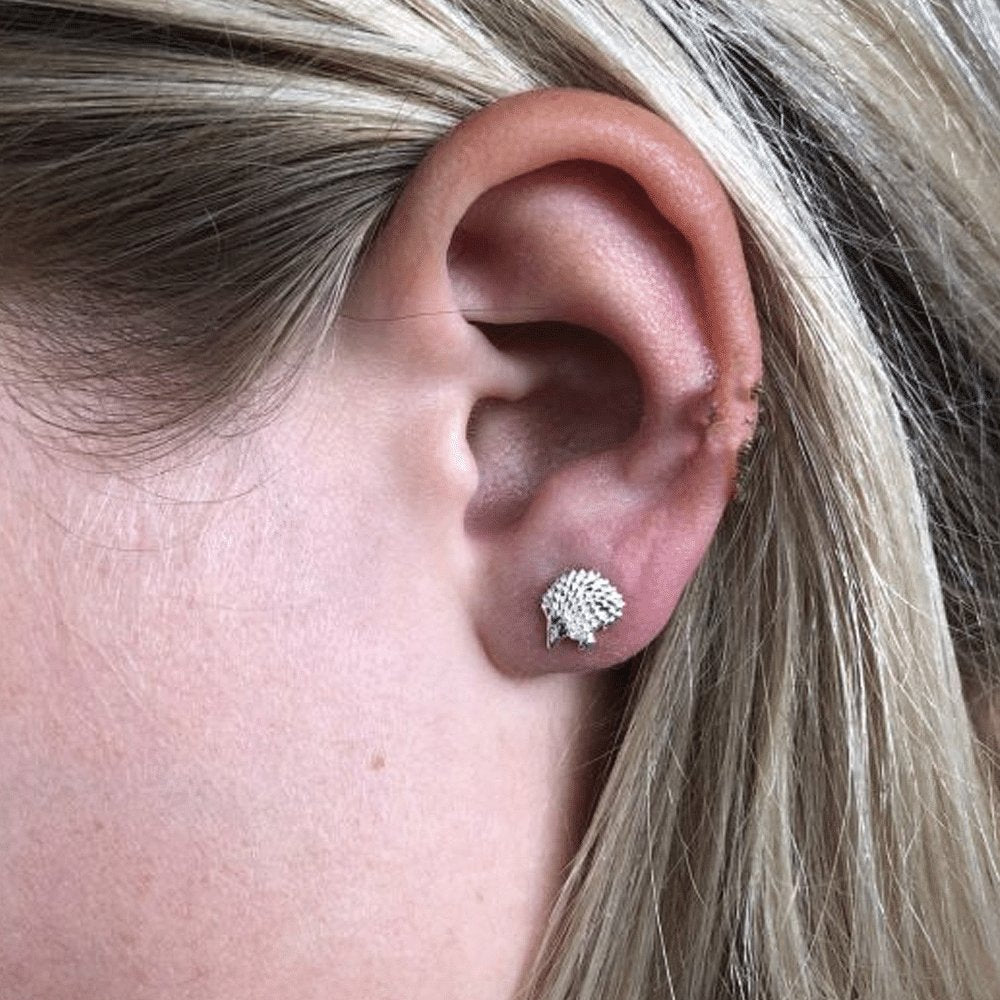 Hedgehog Recycled Sterling Silver Earrings - Cotswold Jewellery