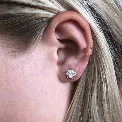 Hedgehog Recycled Sterling Silver Earrings - Cotswold Jewellery