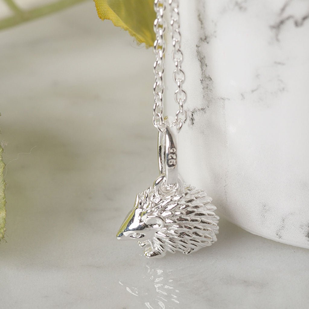 Hedgehog Recycled Sterling Silver Necklace - Cotswold Jewellery