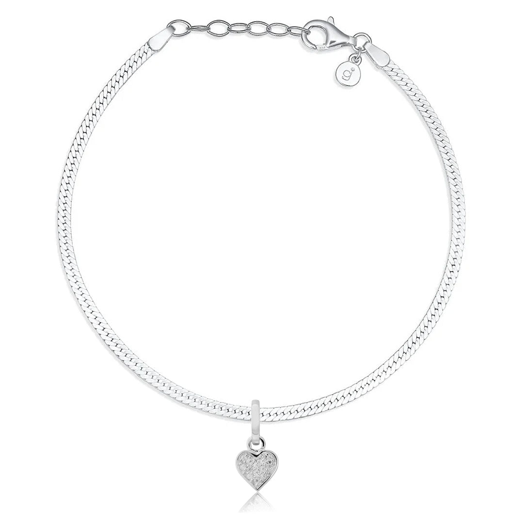 Herringbone Heart Recycled Sterling Silver Bracelet - Cotswold Jewellery