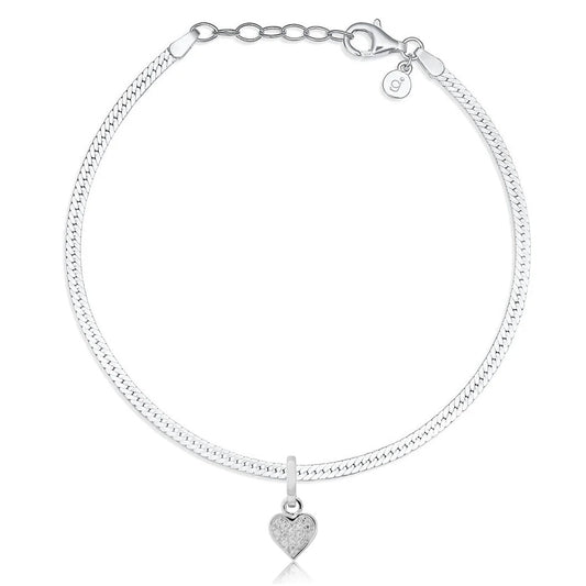Herringbone Heart Recycled Sterling Silver Bracelet - Cotswold Jewellery
