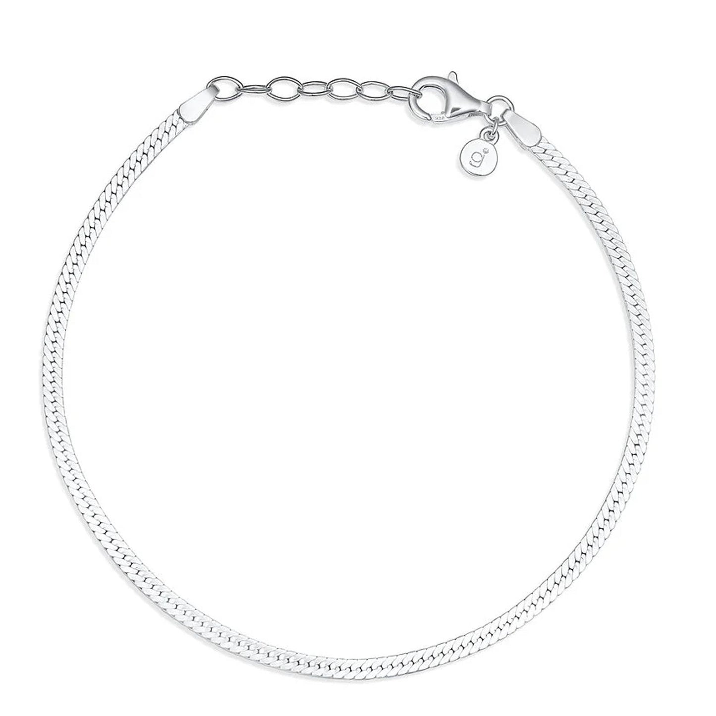 Herringbone Heart Recycled Sterling Silver Bracelet - Cotswold Jewellery