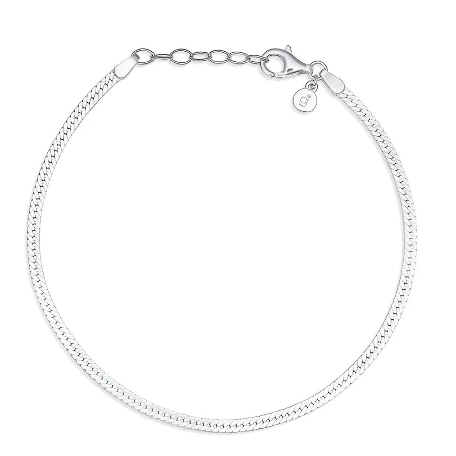 Herringbone Heart Recycled Sterling Silver Bracelet - Cotswold Jewellery