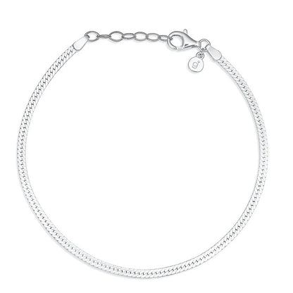 Herringbone Heart Recycled Sterling Silver Bracelet - Cotswold Jewellery