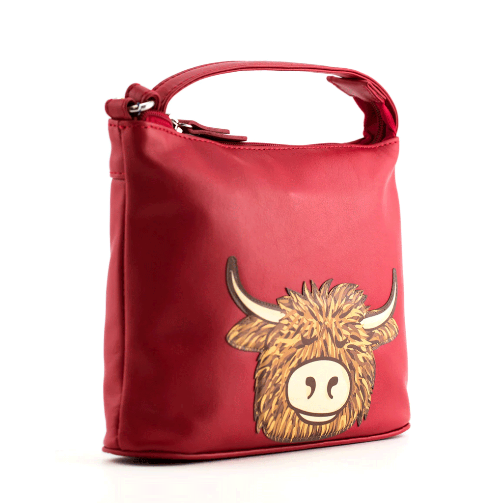 Highland Cow Leather Bag Red - Cotswold Jewellery