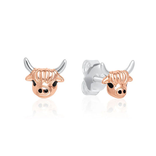 Highland Cow Recycled Sterling Silver Earrings - Cotswold Jewellery