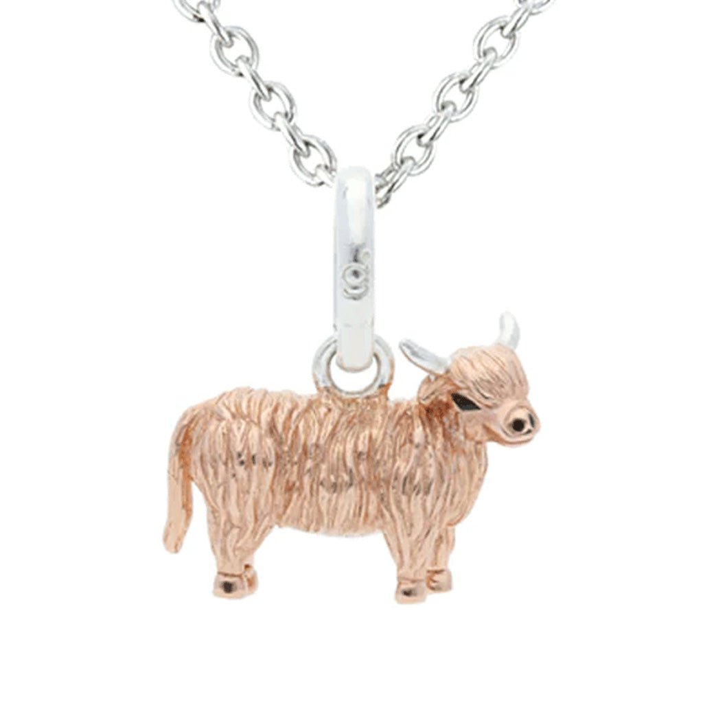 Highland Cow Recycled Sterling Silver Necklace - Cotswold Jewellery