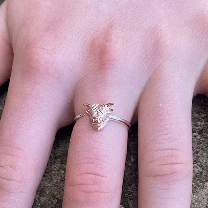 Highland Cow Rose Gold Adjustable Ring - Cotswold Jewellery