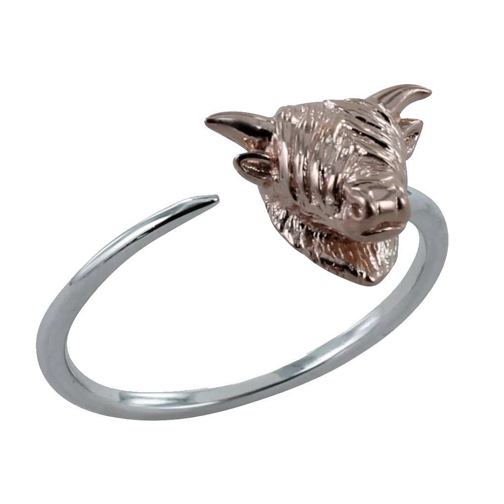 Highland Cow Rose Gold Adjustable Ring - Cotswold Jewellery