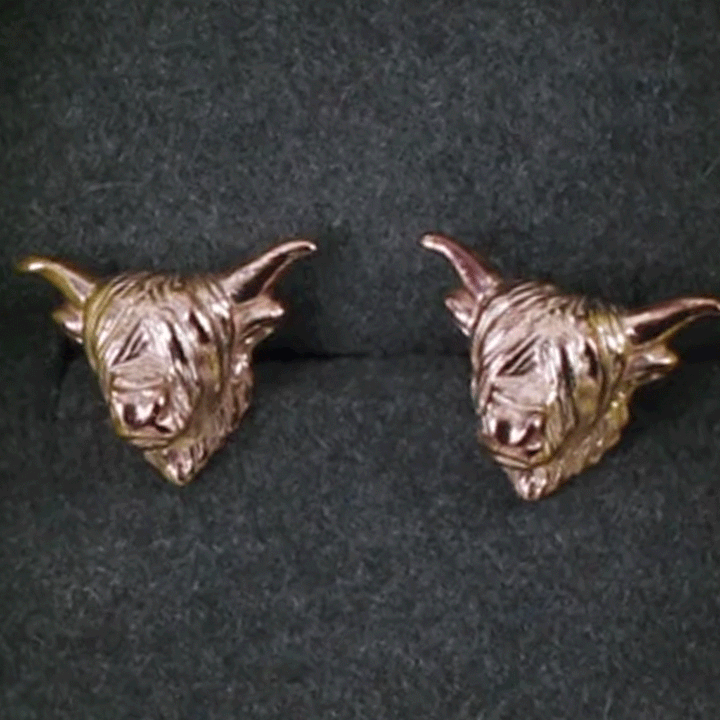 Highland Cow Rose Gold Earrings - Cotswold Jewellery