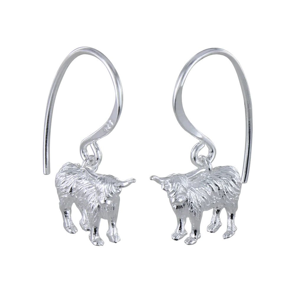 Highland Cow Silver Earrings - Cotswold Jewellery