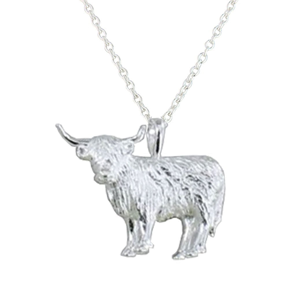 Highland Cow Silver Necklace - Cotswold Jewellery