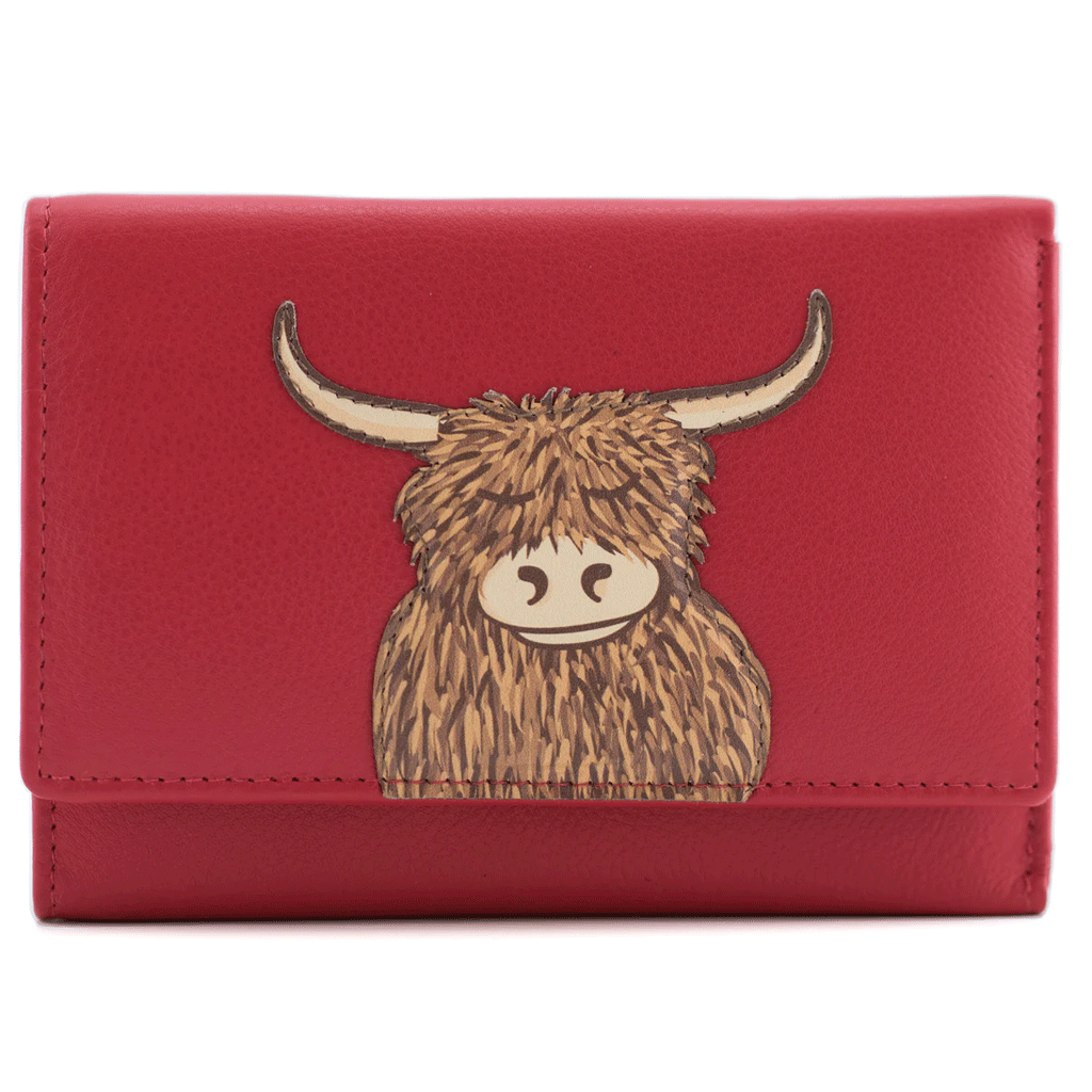 Highland Cow Trifold Purse Red Limited Edition - Cotswold Jewellery