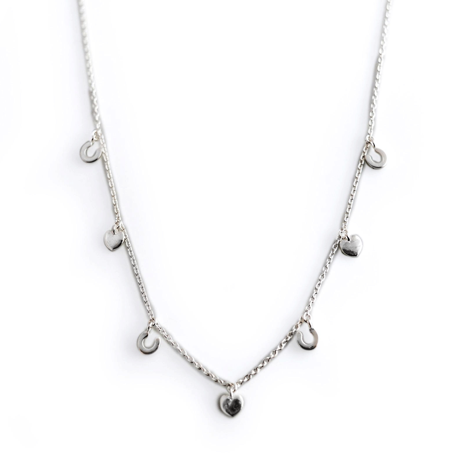 Hiho Silver Hearts and Horseshoes Necklace - Cotswold Jewellery