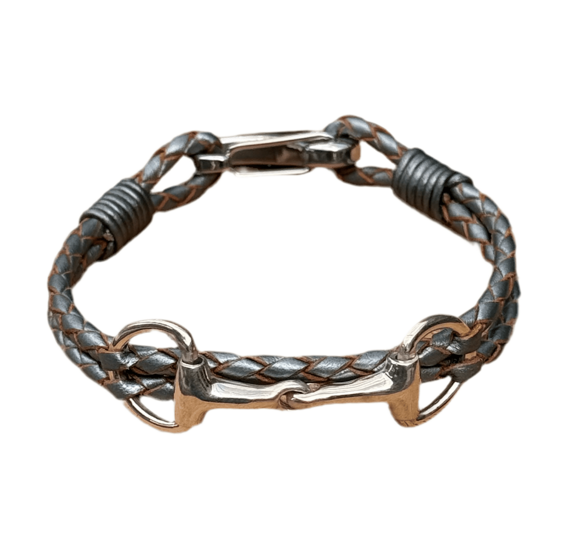 Hiho Silver Snaffle Grey Plaited Bracelet - Cotswold Jewellery
