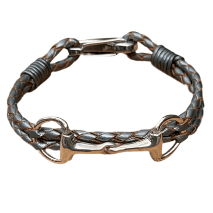 Hiho Silver Snaffle Grey Plaited Bracelet - Cotswold Jewellery