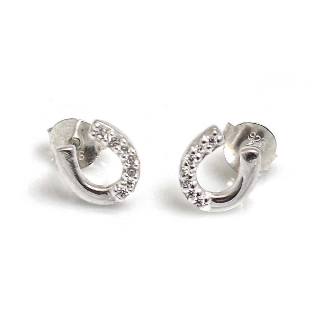 Hiho Silver Sparkly Horseshoe Earrings - Cotswold Jewellery