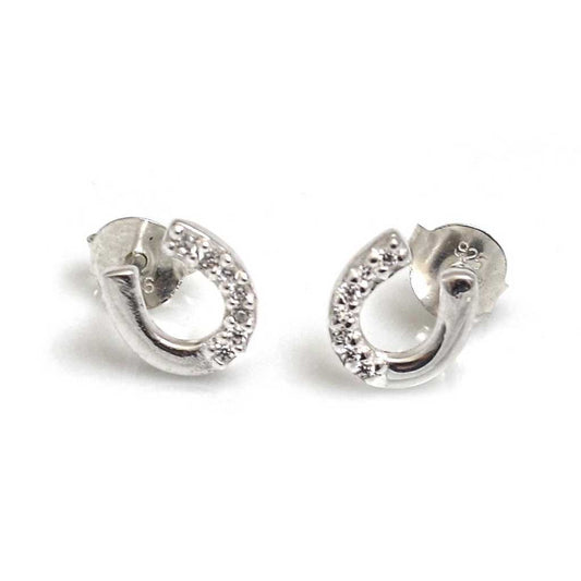 Hiho Silver Sparkly Horseshoe Earrings - Cotswold Jewellery