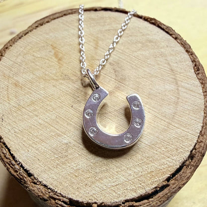 Sparkly Horseshoe Recycled Sterling Silver Necklace