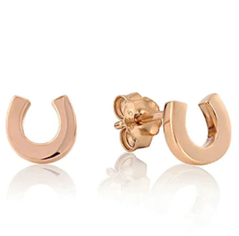 Horseshoe Rose Gold Earrings - Cotswold Jewellery