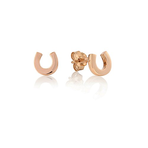 Horseshoe Rose Gold Earrings - Cotswold Jewellery