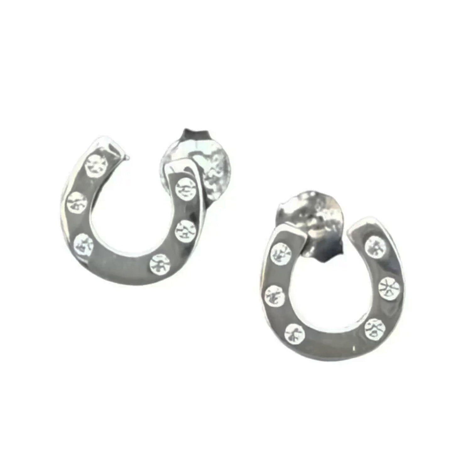Horseshoe Sparkle Stud Sterling Silver Earrings - Cotswold Jewellery