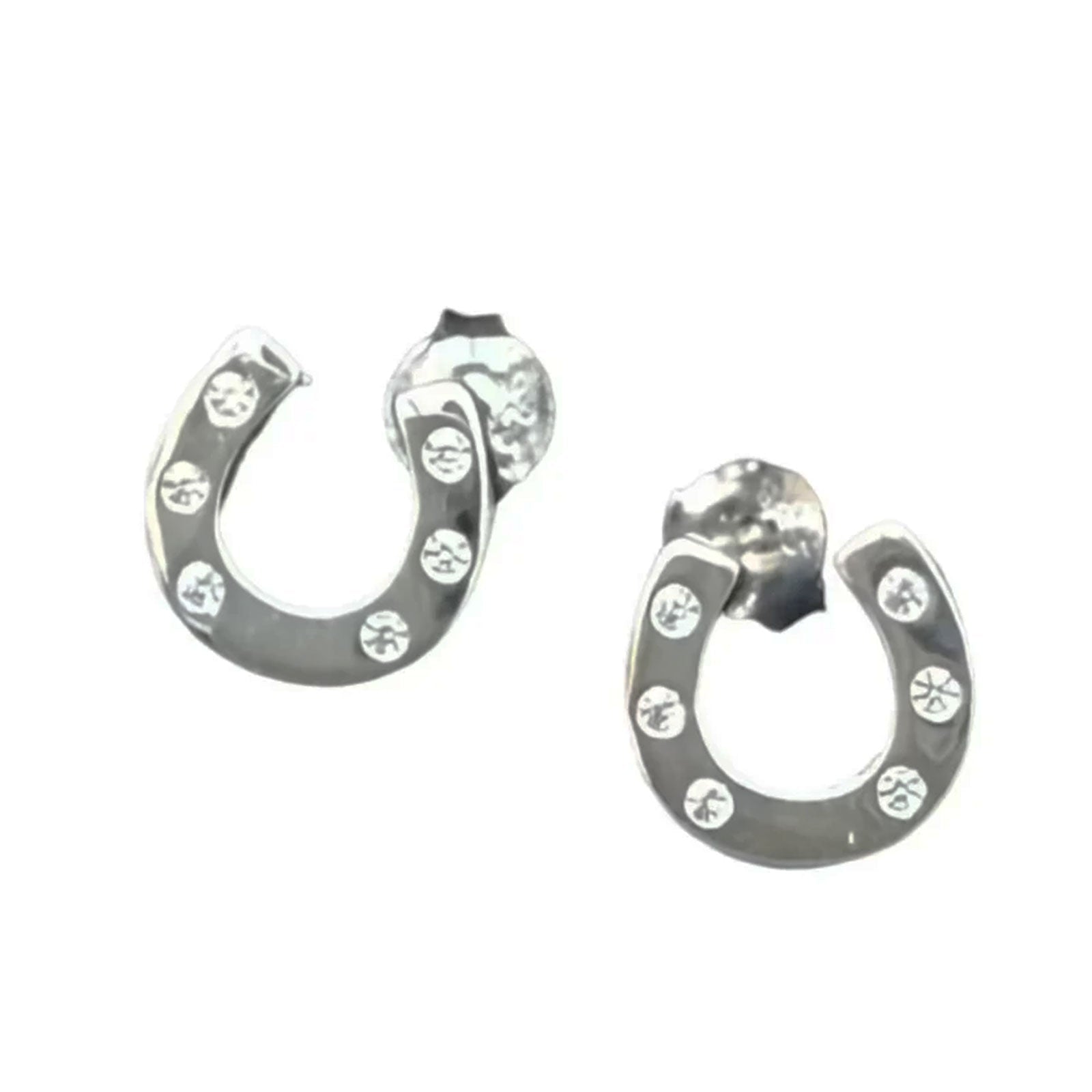 Horseshoe Sparkle Stud Sterling Silver Earrings - Cotswold Jewellery