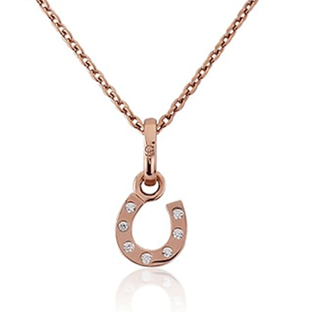 Horseshoe Sparkly Rose Gold Necklace - Cotswold Jewellery