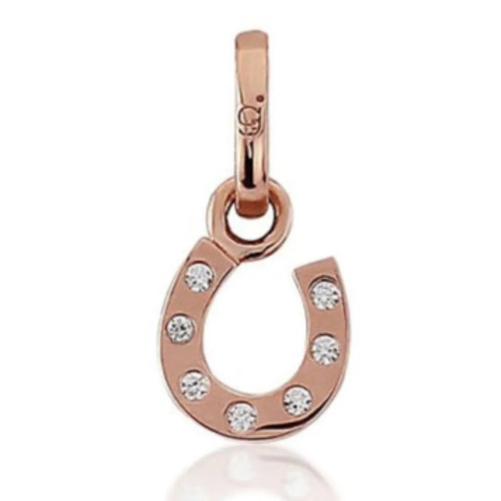 Horseshoe Sparkly Rose Gold Necklace - Cotswold Jewellery