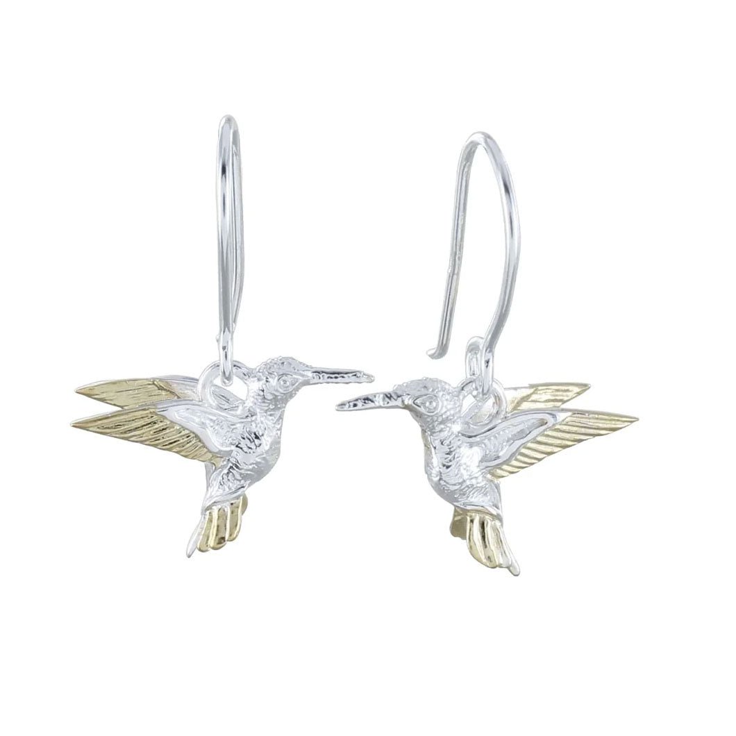 Hummingbird Drop Recycled Sterling Silver Earrings - Cotswold Jewellery