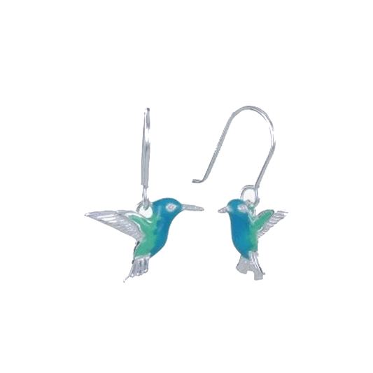 Hummingbird Pretty Sterling Silver Enamel Earrings - Cotswold Jewellery