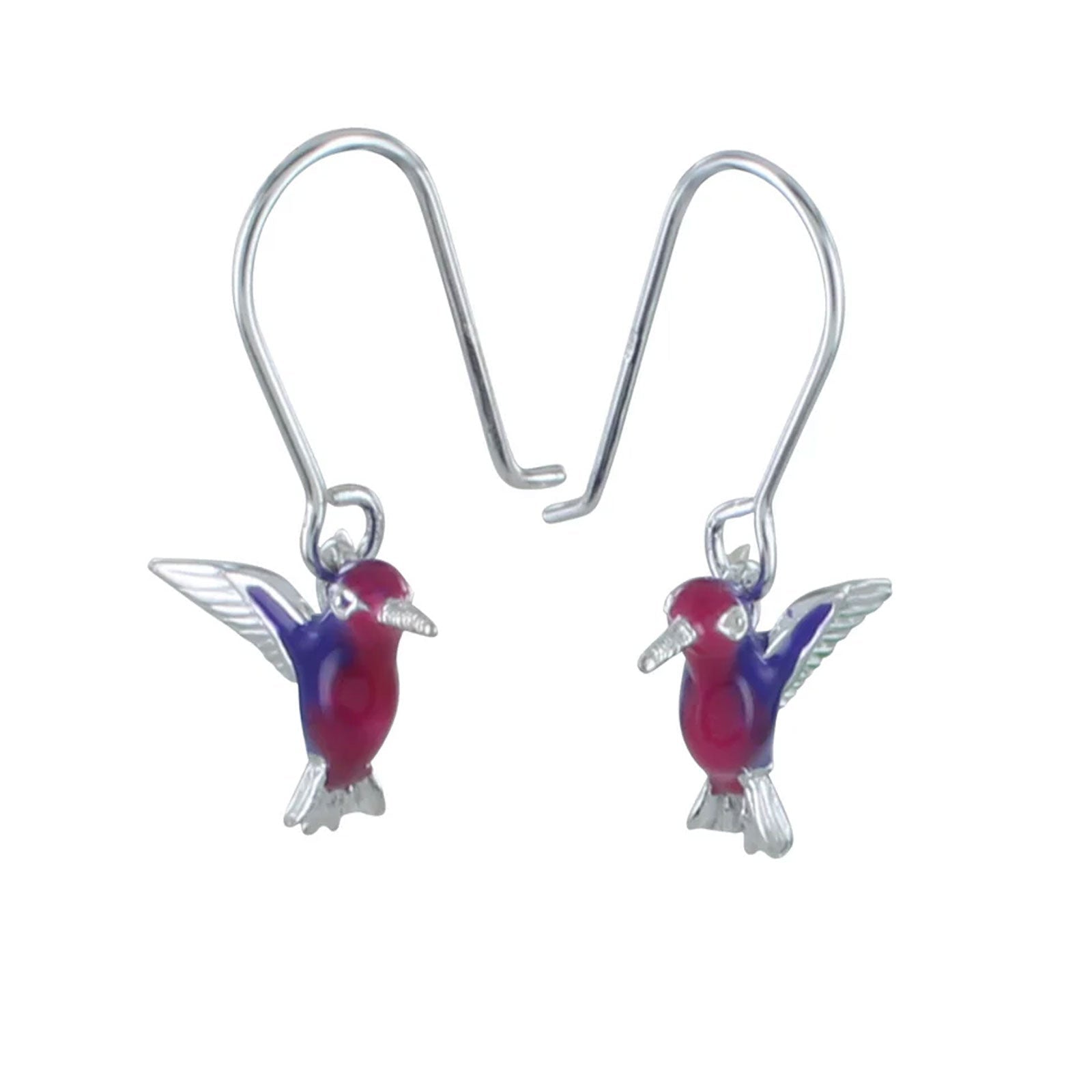 Hummingbird Sterling Silver Enamel Earrings - Cotswold Jewellery