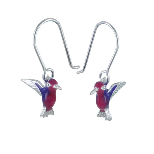 Hummingbird Sterling Silver Enamel Earrings - Cotswold Jewellery