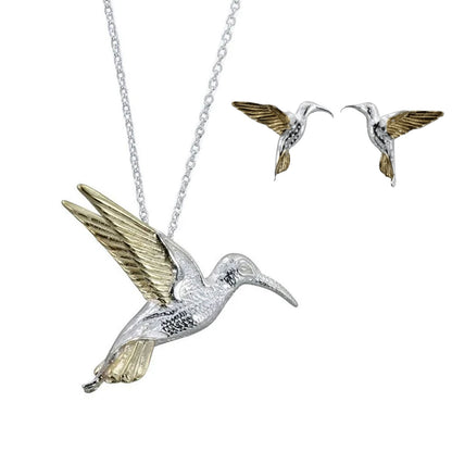 Hummingbird Necklace & Earrings Set