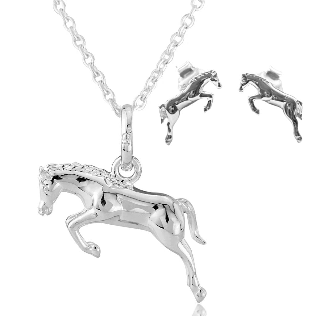 Jumping Horse Necklace & Earrings Set - Cotswold Jewellery