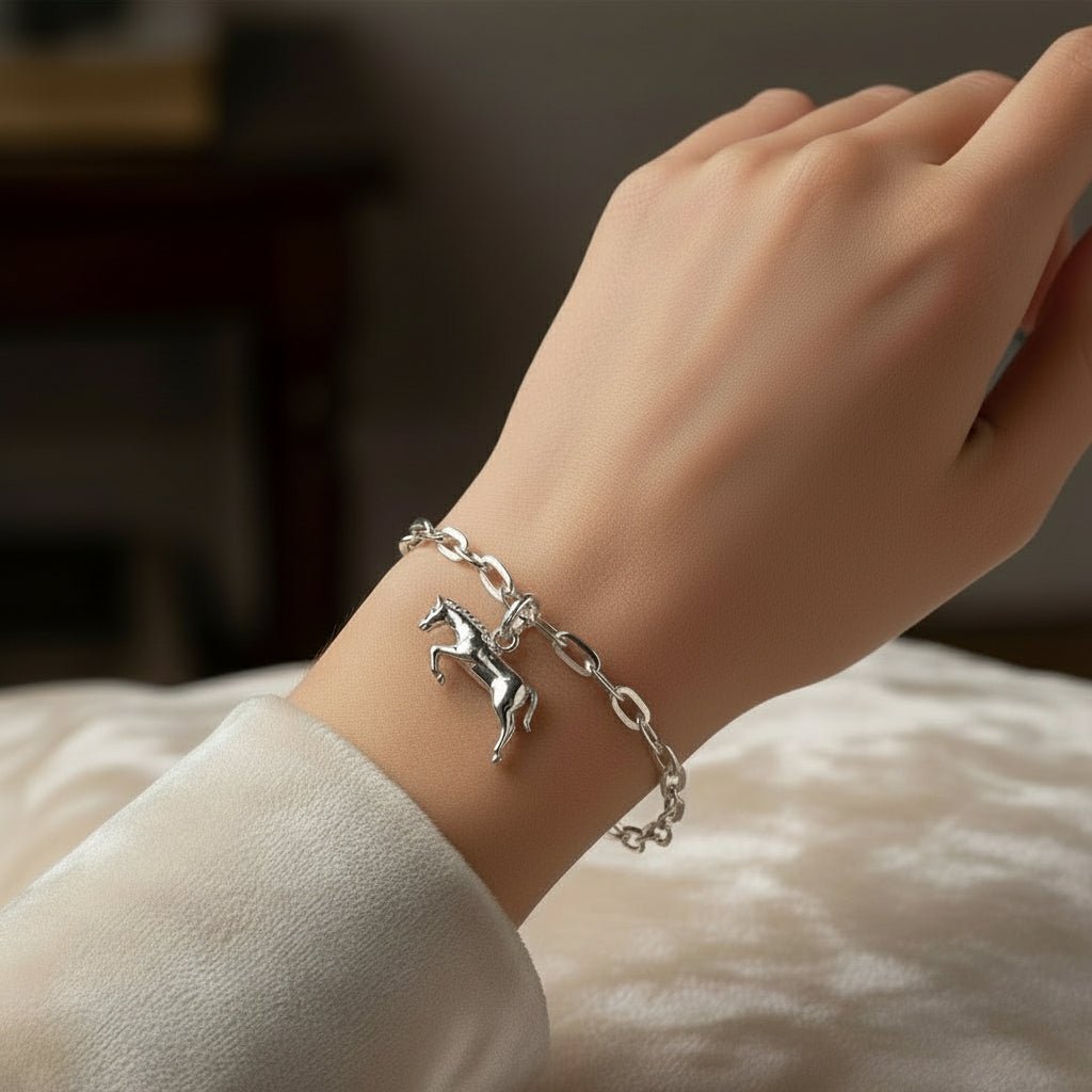 Jumping Horse Recycled Sterling Silver Bracelet - Cotswold Jewellery