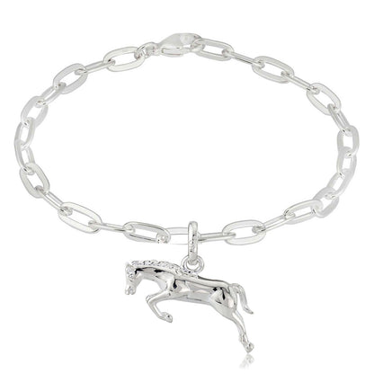 Jumping Horse Recycled Sterling Silver Bracelet - Cotswold Jewellery